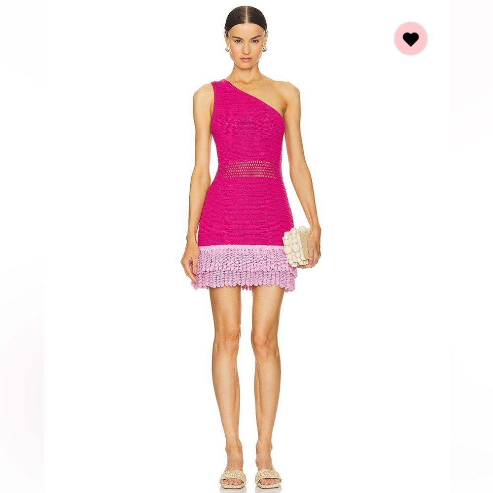 The Wolf Gang Fuchsia and Pink Crochet Mini Dress